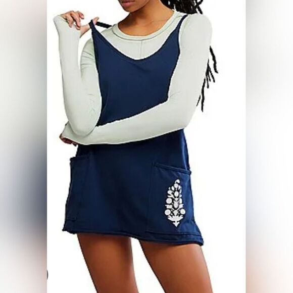 NWT Free People Movement hot shot mini dress logo romper style with shorts SZ L - Picture 1 of 8